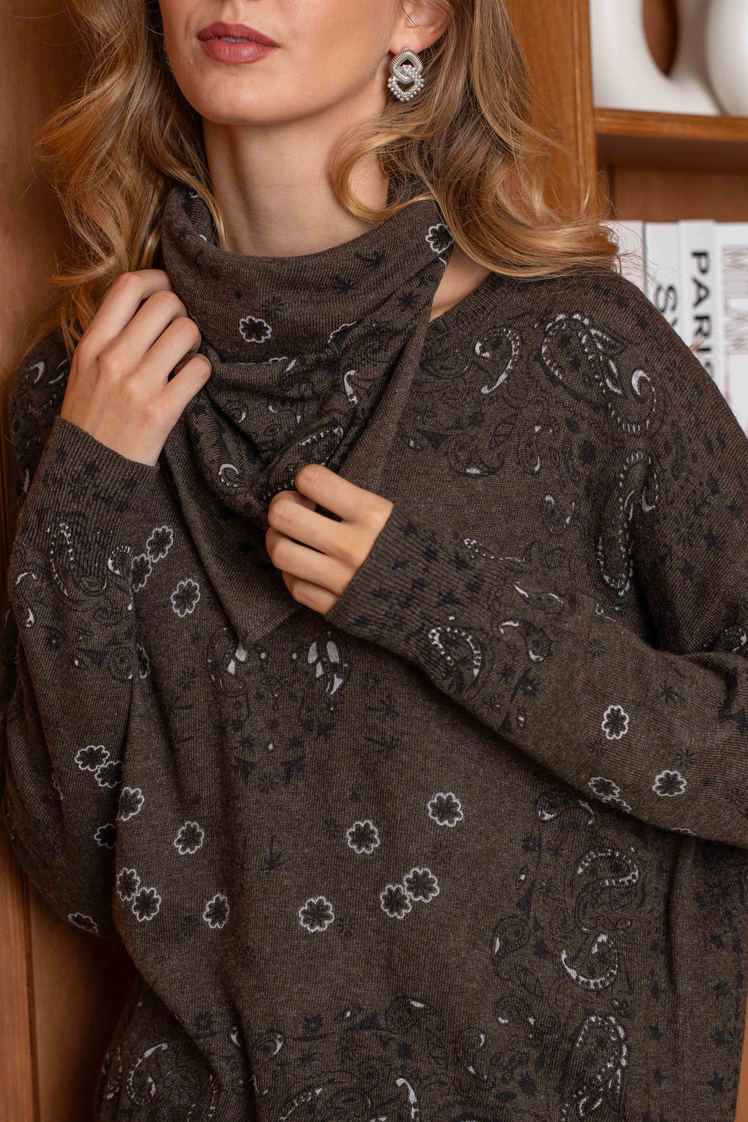 Pull en maille à motif bandana Kimo 26006 - Taille unique: