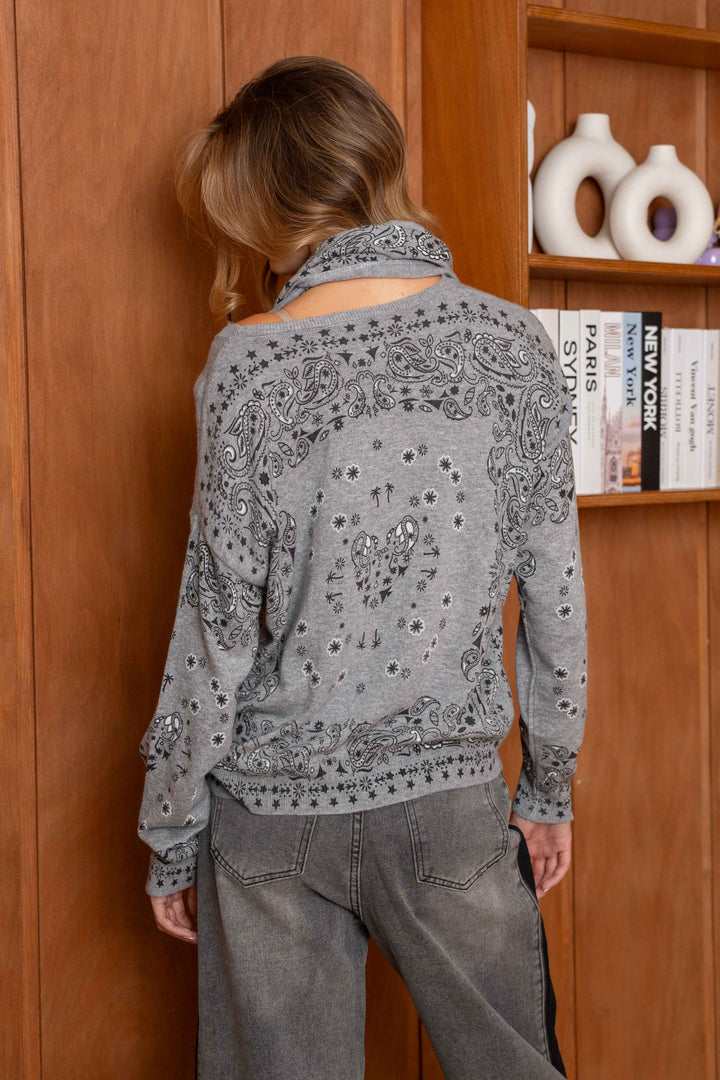 Pull en maille à motif bandana Kimo 26006 - Taille unique: