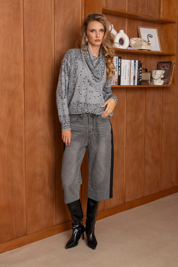 Pull en maille à motif bandana Kimo 26006 - Taille unique:
