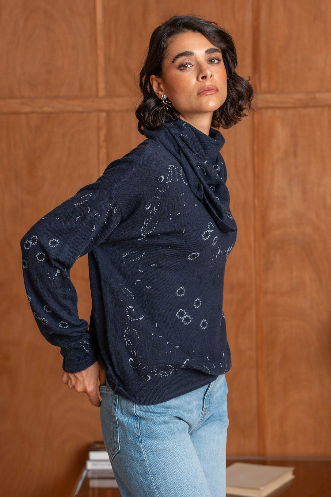 Pull en maille à motif bandana Kimo 26006 - Taille unique: