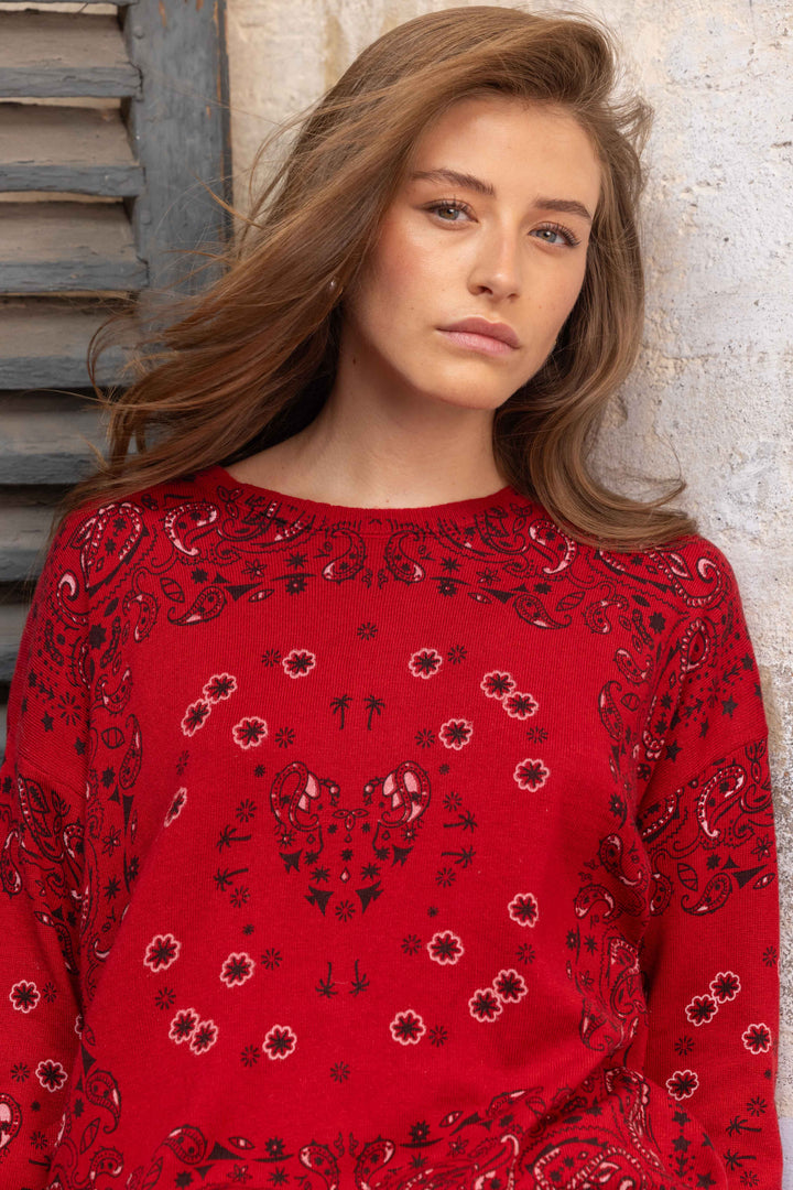 Pull en maille à motif bandana Kimo 26006 - Taille unique: