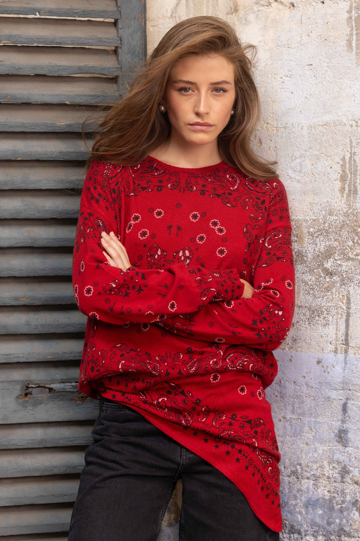 Pull en maille à motif bandana Kimo 26006 - Taille unique: