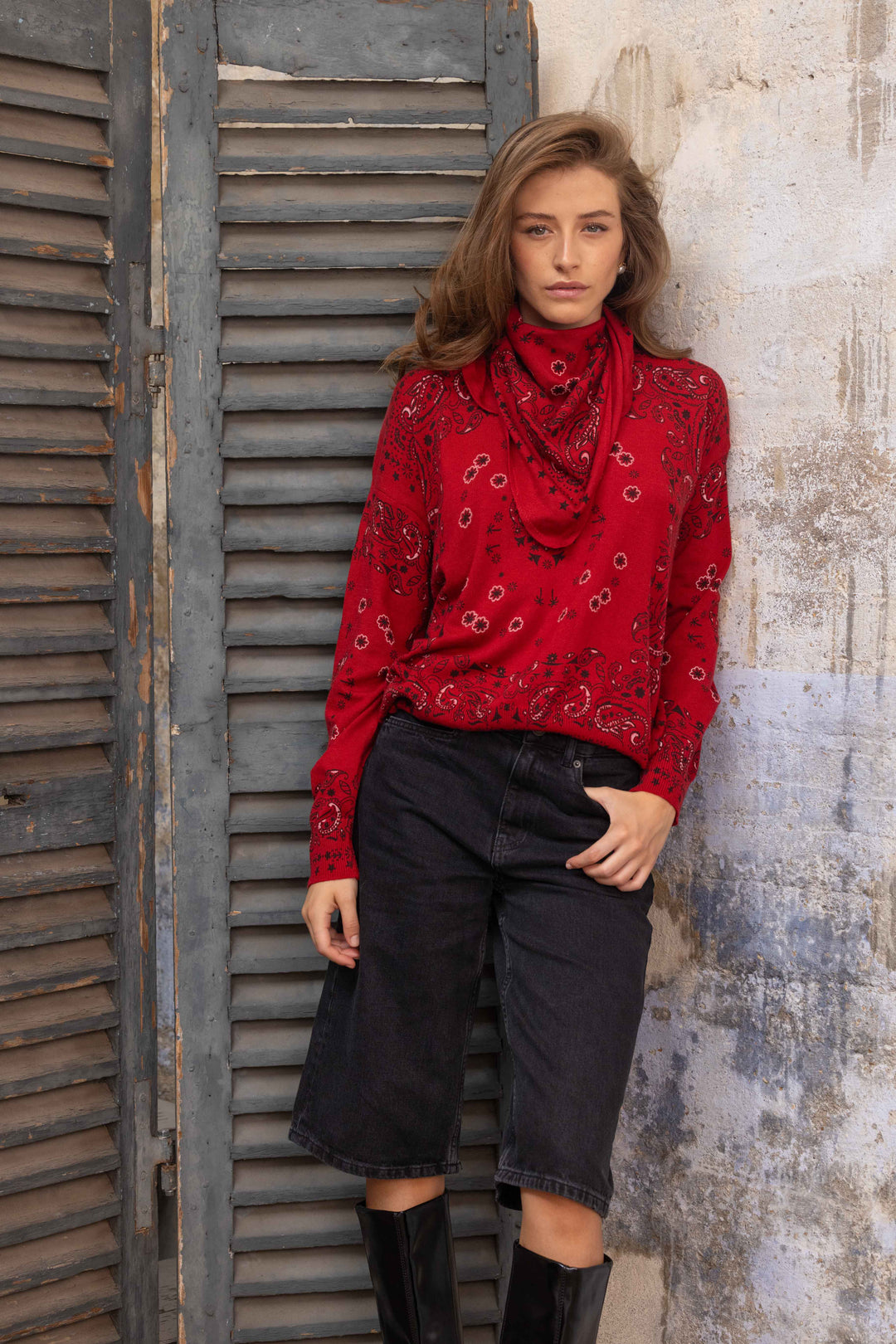 Pull en maille à motif bandana Kimo 26006 - Taille unique: