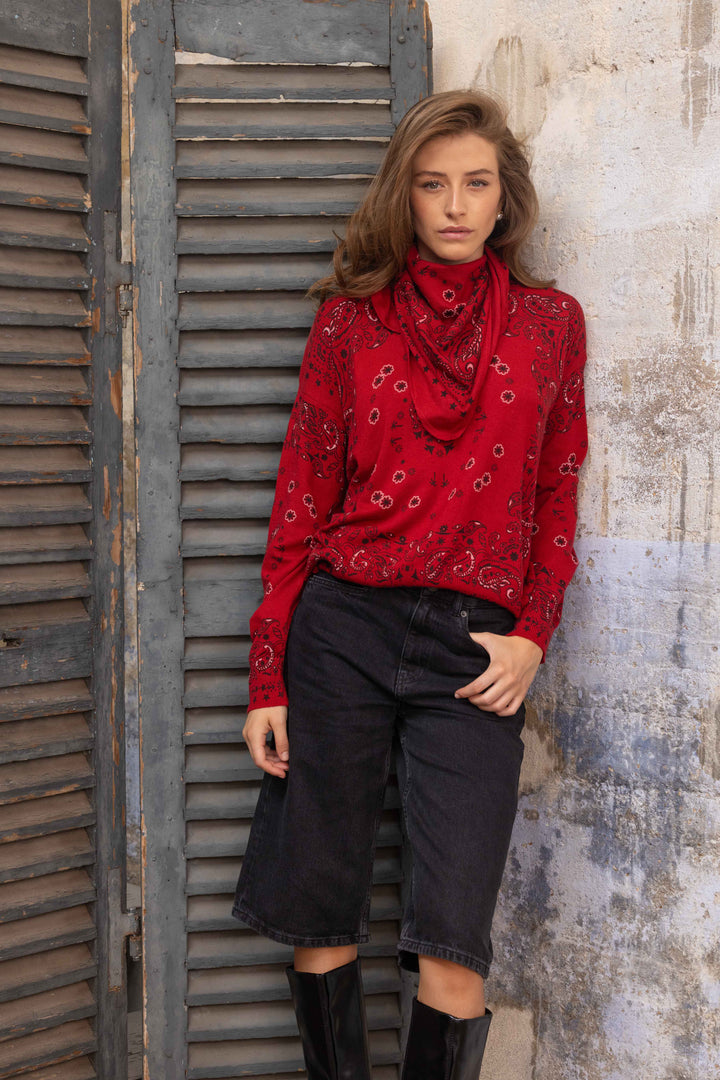 Pull en maille à motif bandana Kimo 26006 - Taille unique: