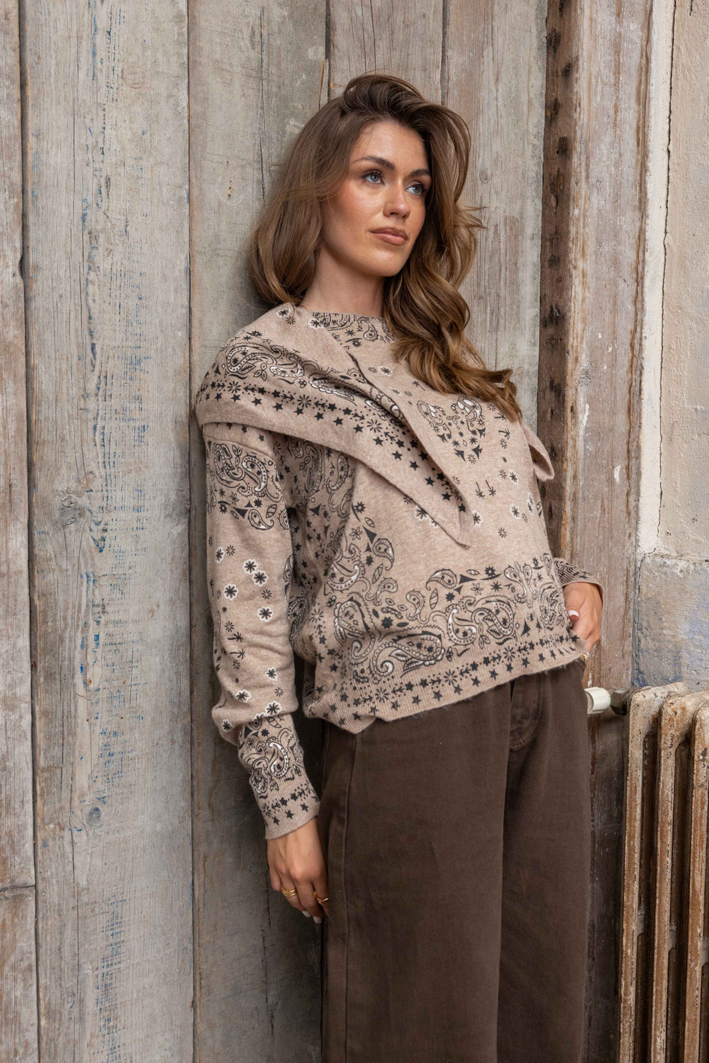 Pull en maille à motif bandana Kimo 26006 - Taille unique:
