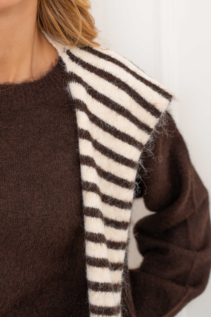 Pull en maille avec étole rayée assortie Ilona 2695