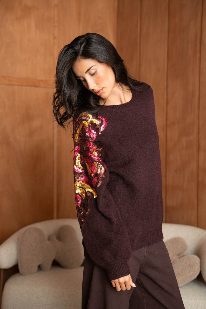 Pull en maille avec sequins Pia 2639 - Taille Unique: Du 36
