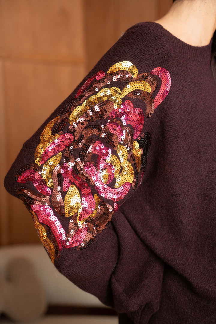 Pull en maille avec sequins Pia 2639 - Taille Unique: Du 36