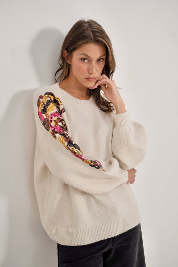 Pull en maille avec sequins Pia 2639 - Taille Unique: Du 36