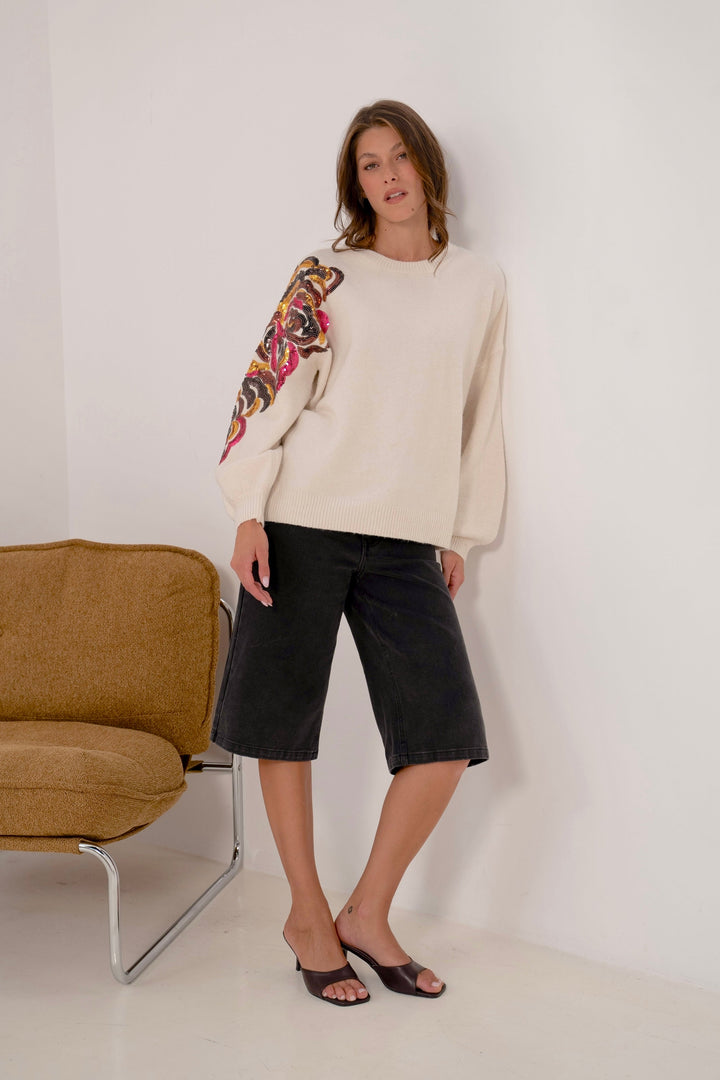 Pull en maille avec sequins Pia 2639 - Taille Unique: Du 36