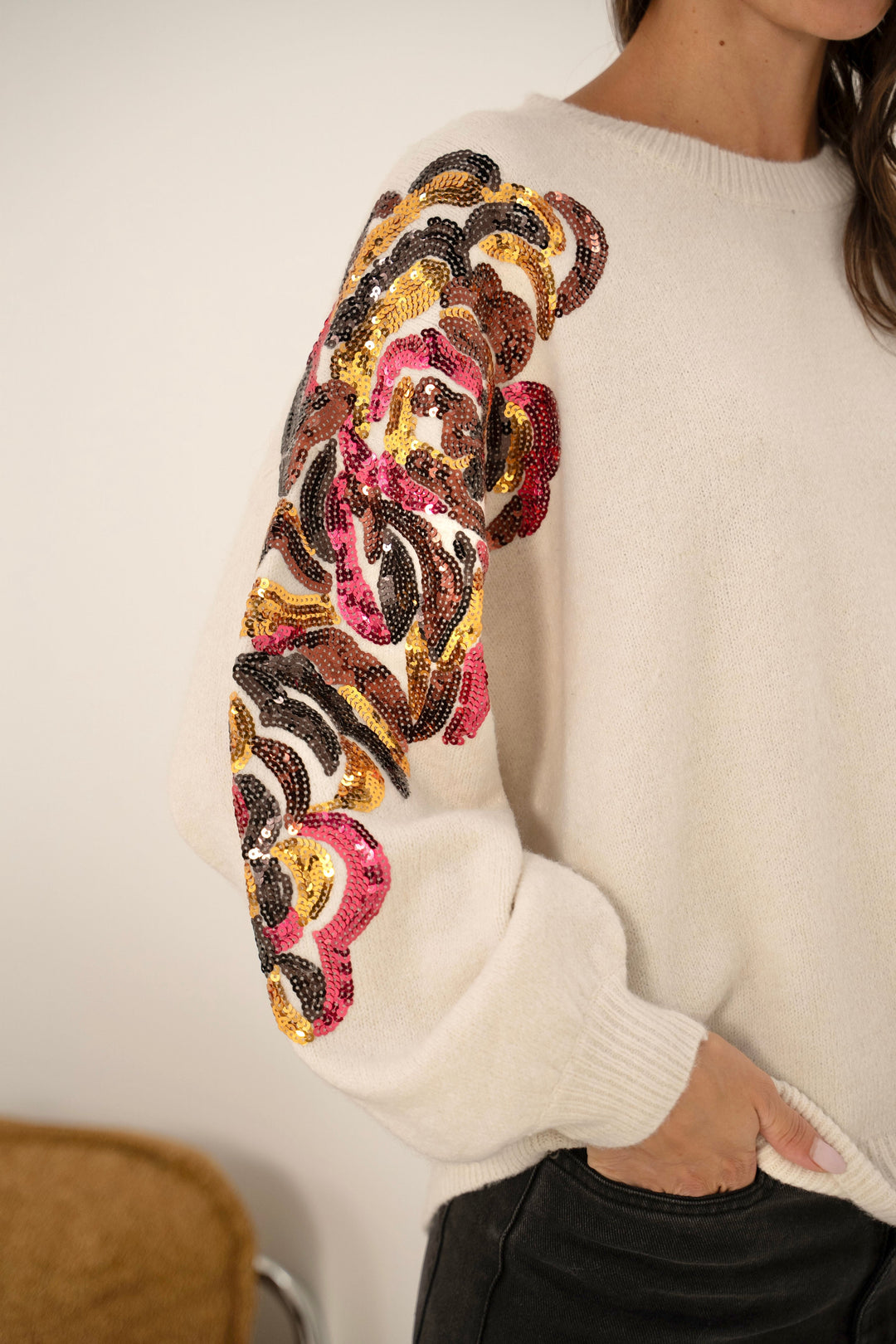 Pull en maille avec sequins Pia 2639 - Taille Unique: Du 36