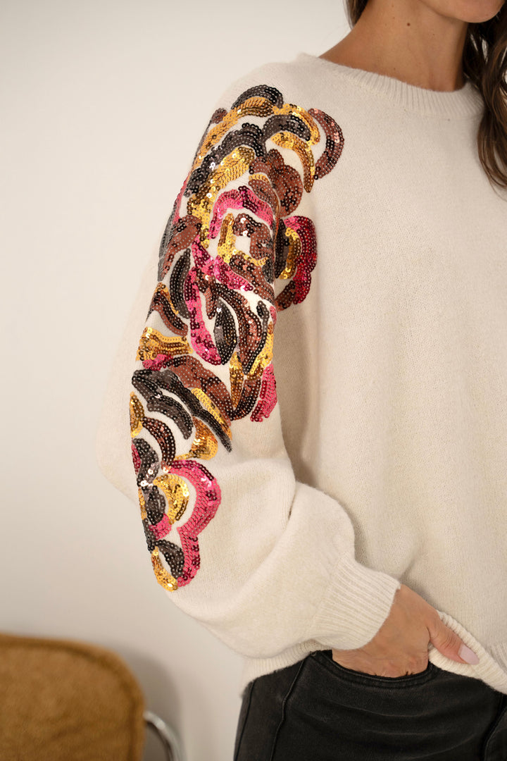 Pull en maille avec sequins Pia 2639 - Taille Unique: Du 36