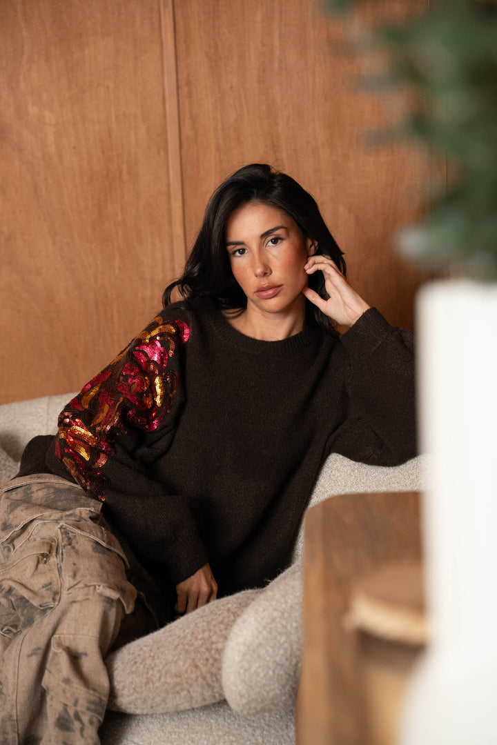 Pull en maille avec sequins Pia 2639 - Taille Unique: Du 36