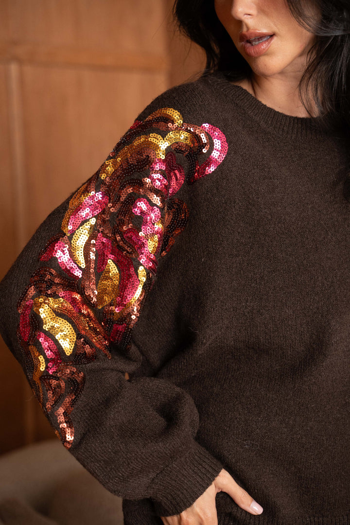 Pull en maille avec sequins Pia 2639 - Taille Unique: Du 36