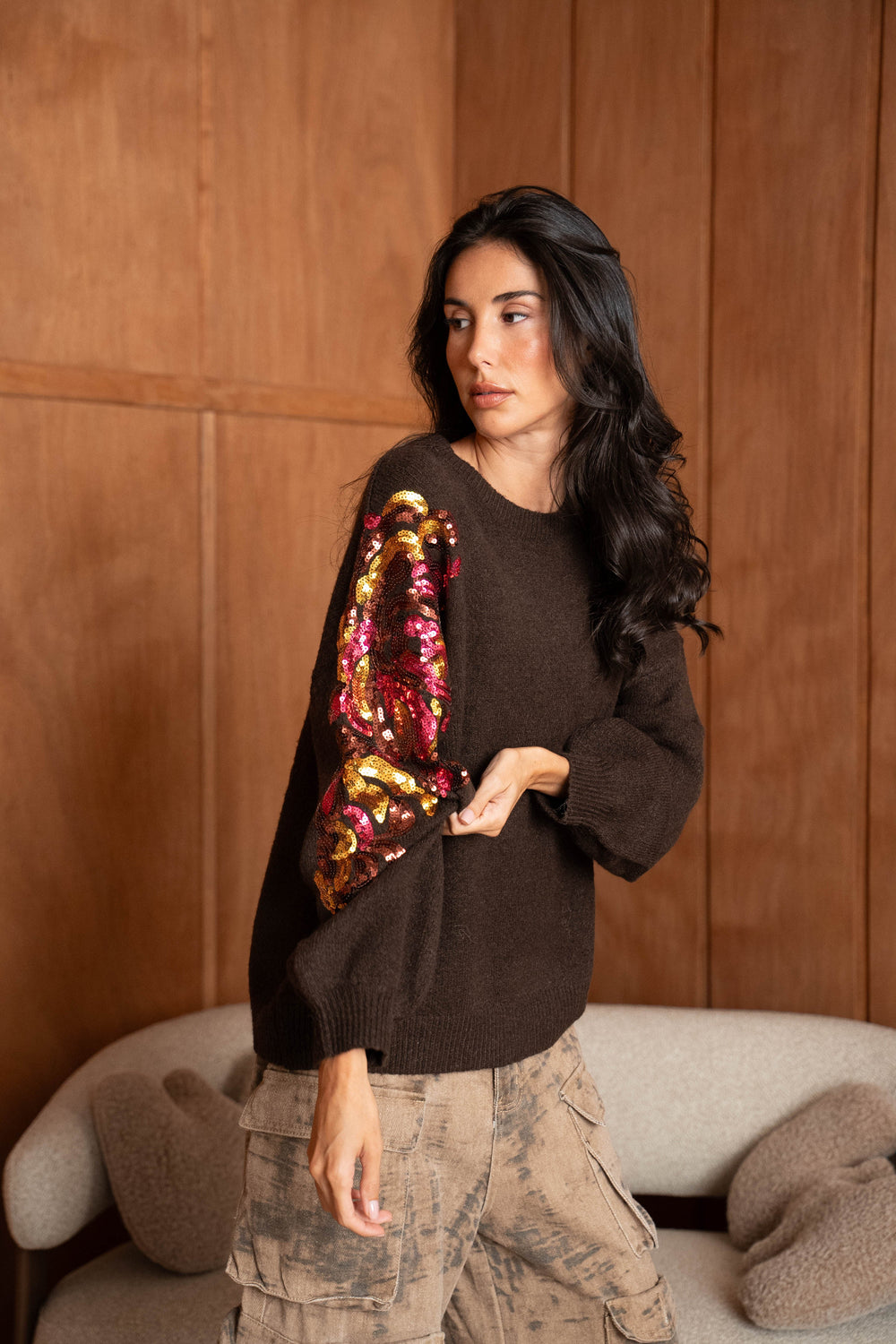 Pull en maille avec sequins Pia 2639 - Taille Unique: Du 36