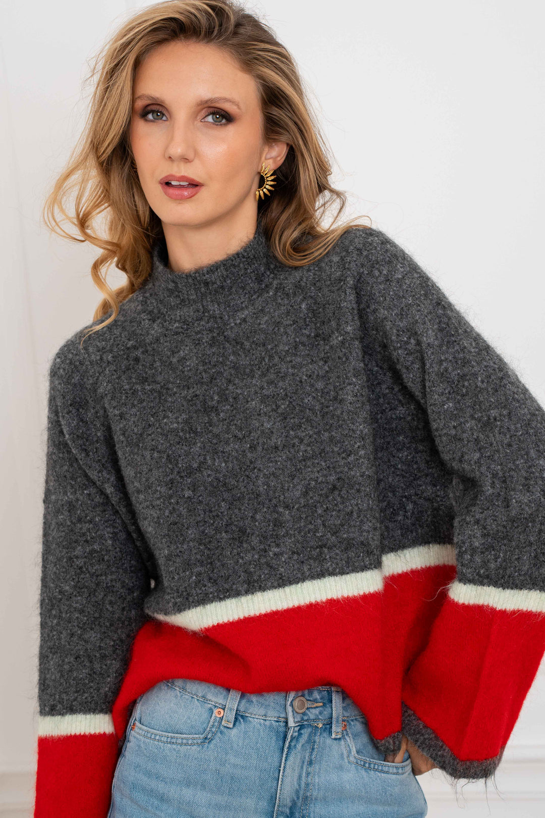 Pull en maille bicolore Vienna 2710 - Taille unique: 36