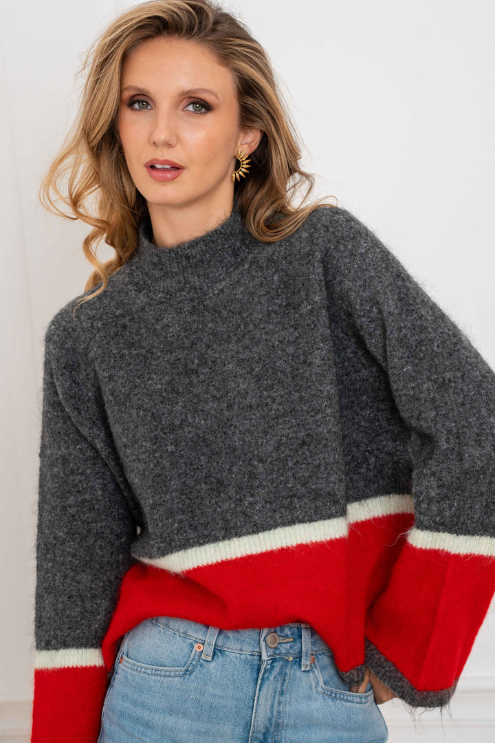 Pull en maille bicolore Vienna 2710 - Taille unique: 36