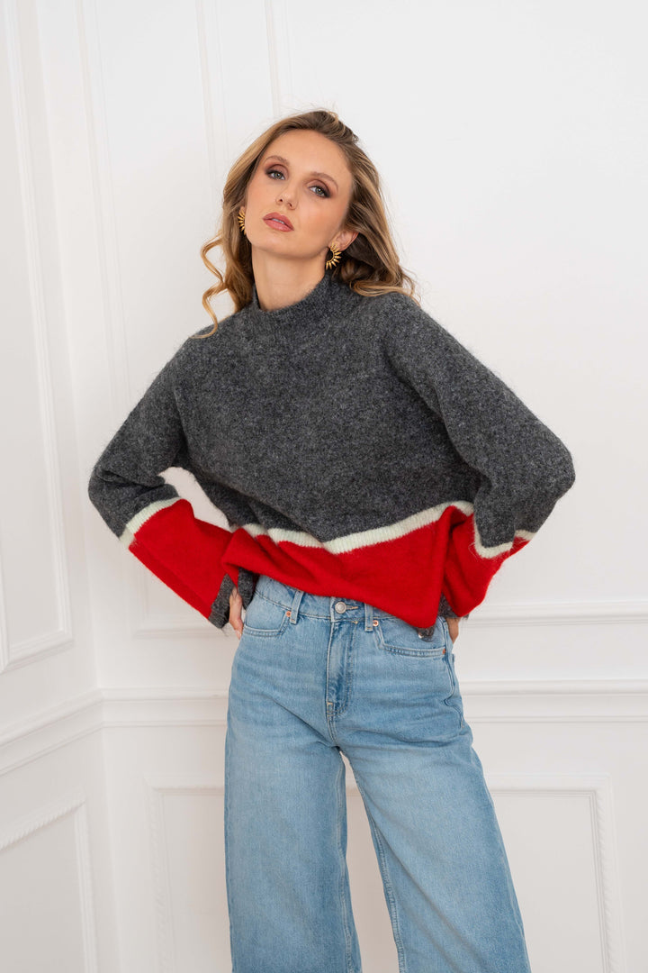 Pull en maille bicolore Vienna 2710 - Taille unique: 36