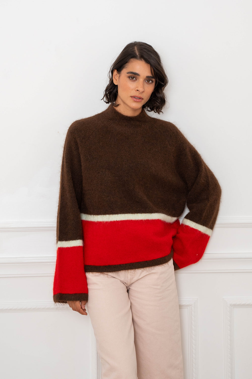 Pull en maille bicolore Vienna 2710 - Taille unique: 36