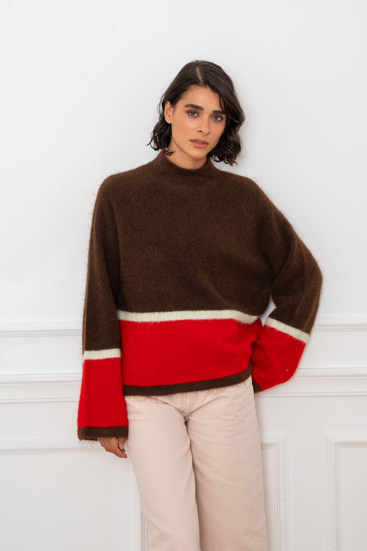 Pull en maille bicolore Vienna 2710 - Taille unique: 36