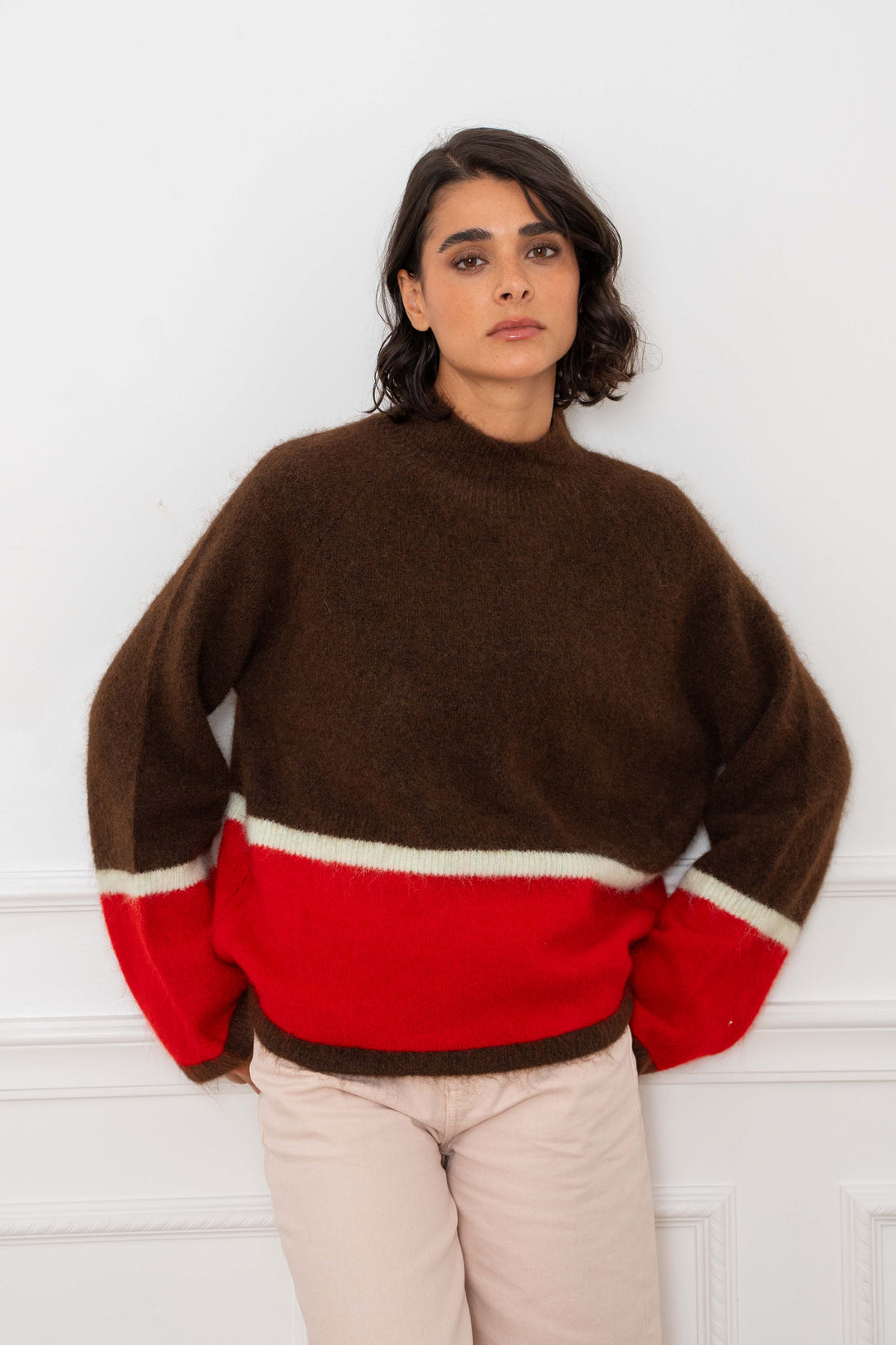 Pull en maille bicolore Vienna 2710 - Taille unique: 36