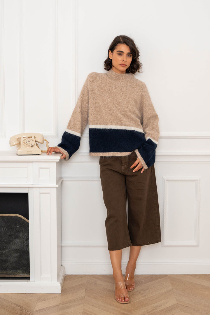 Pull en maille bicolore Vienna 2710 - Taille unique: 36