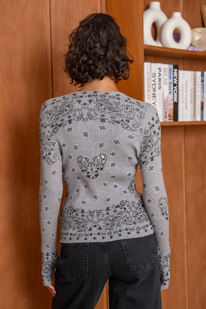 Pull en maille côtelée à motif bandana Kyro 26005 - Taille
