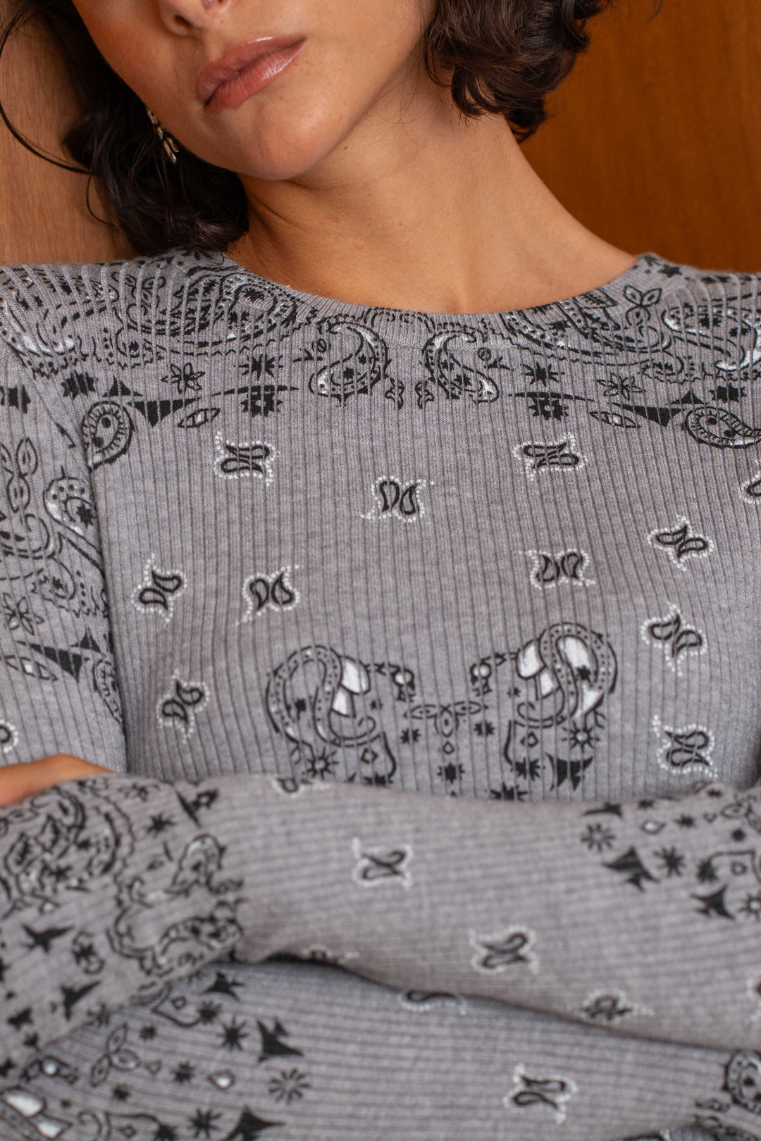 Pull en maille côtelée à motif bandana Kyro 26005 - Taille