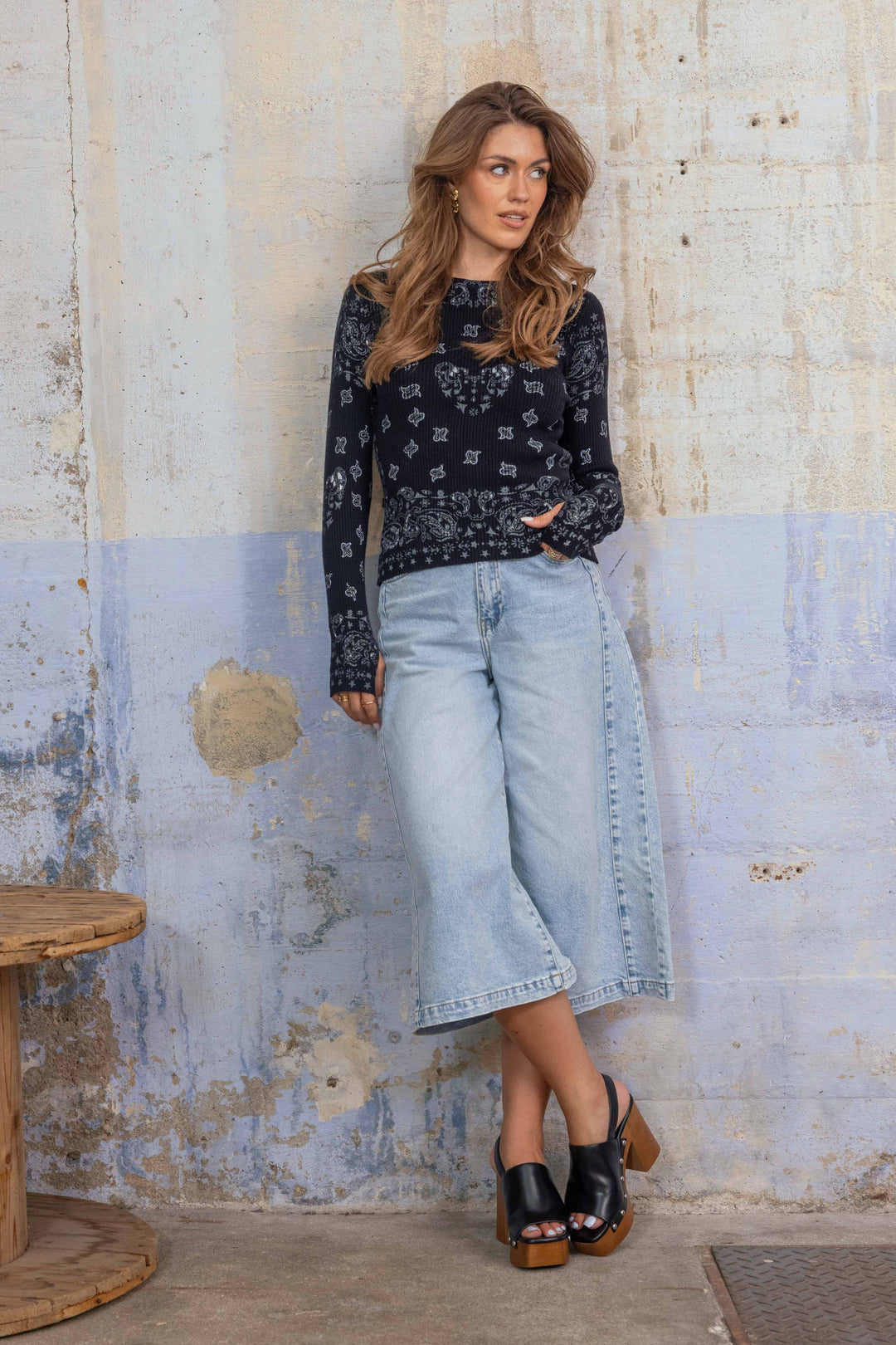 Pull en maille côtelée à motif bandana Kyro 26005 - Taille