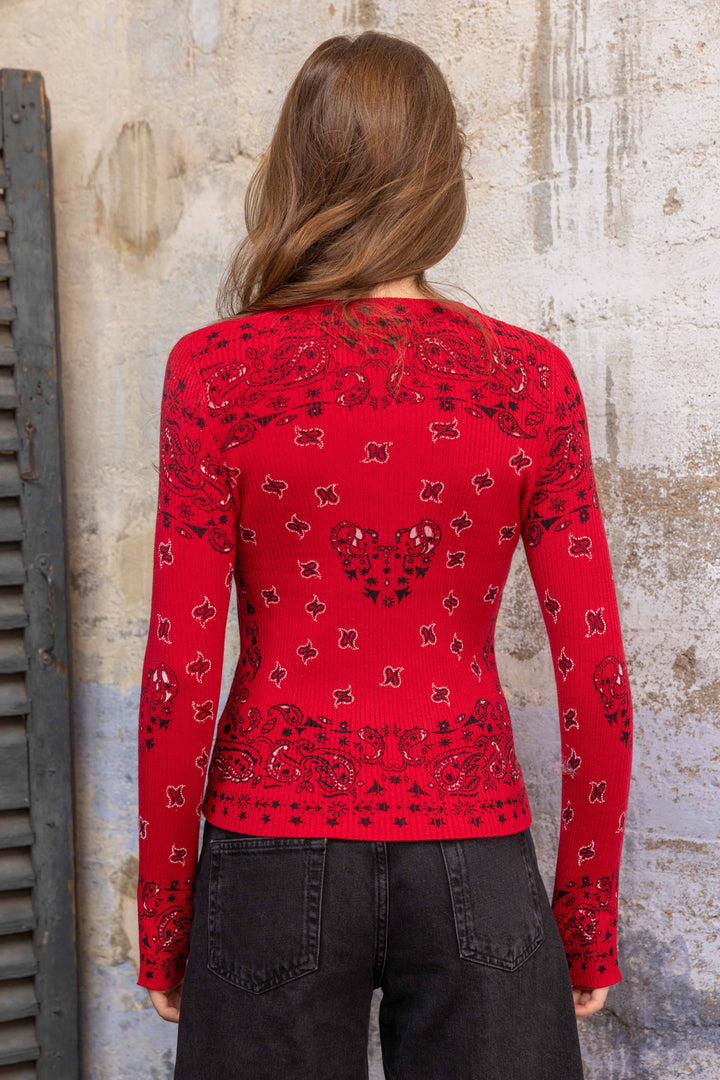 Pull en maille côtelée à motif bandana Kyro 26005 - Taille