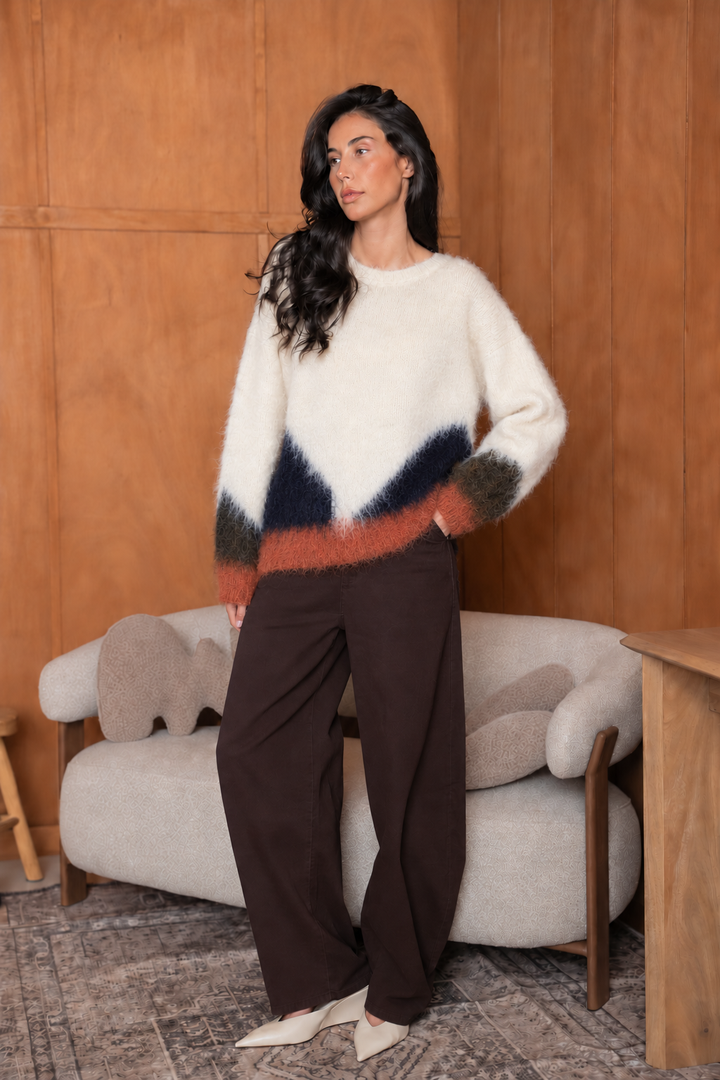 Pull en maille doux Léa 2656 - Taille Unique: 34-40 / Beige