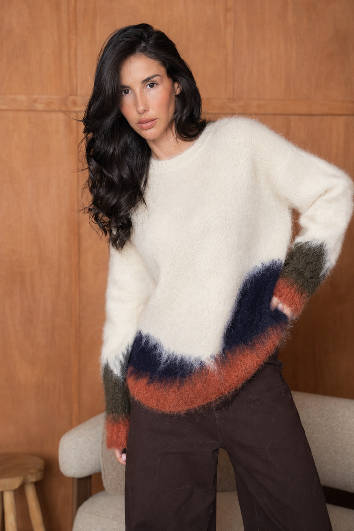 Pull en maille doux Léa 2656 - Taille Unique: 34-40 / Beige