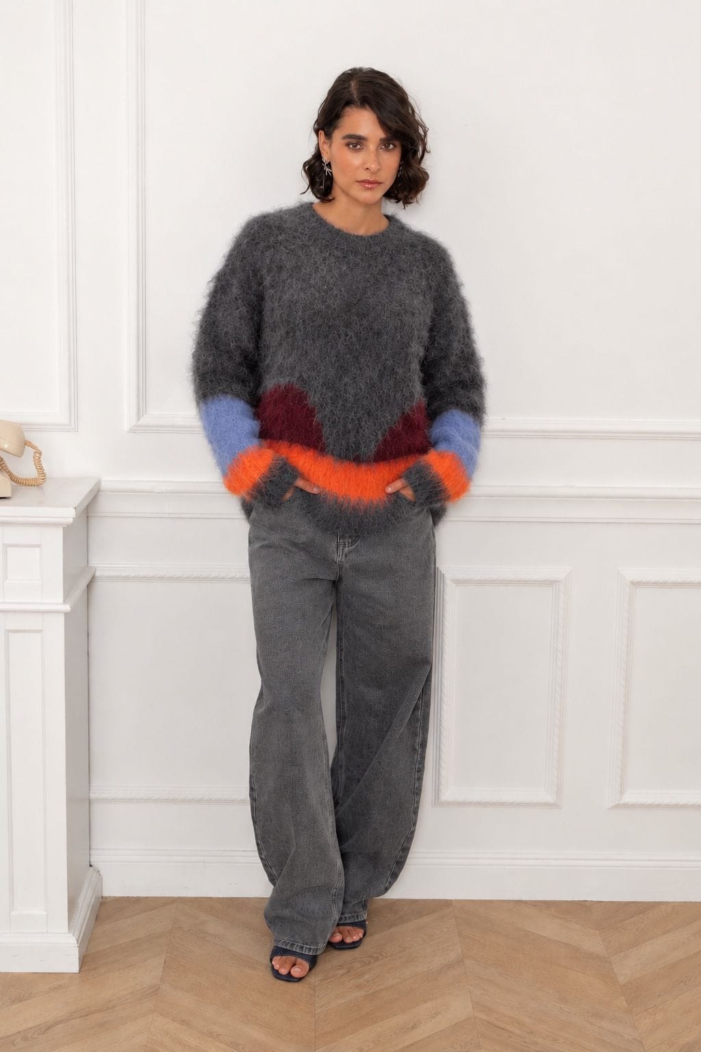 Pull en maille doux multicolore