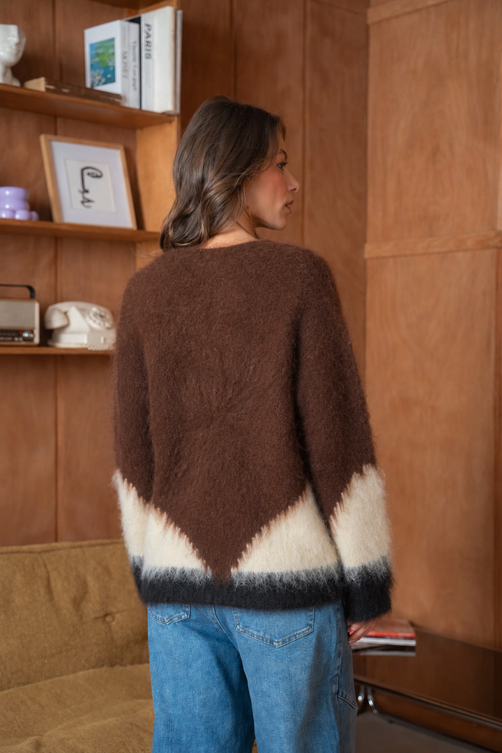 Pull en maille doux Léa 2656 - Taille Unique: 34-40 / Marron