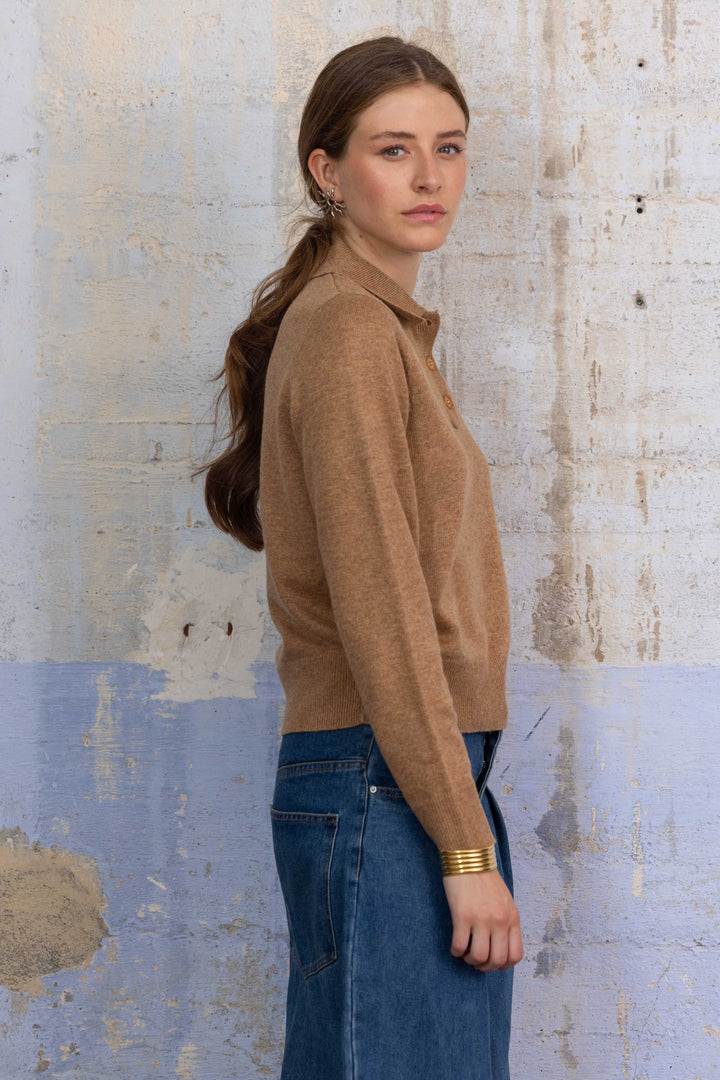 Pull en maille fine à col polo Cleo 26003 - Taille unique: