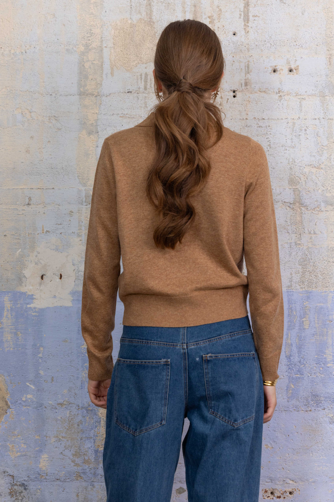 Pull en maille fine à col polo Cleo 26003 - Taille unique: