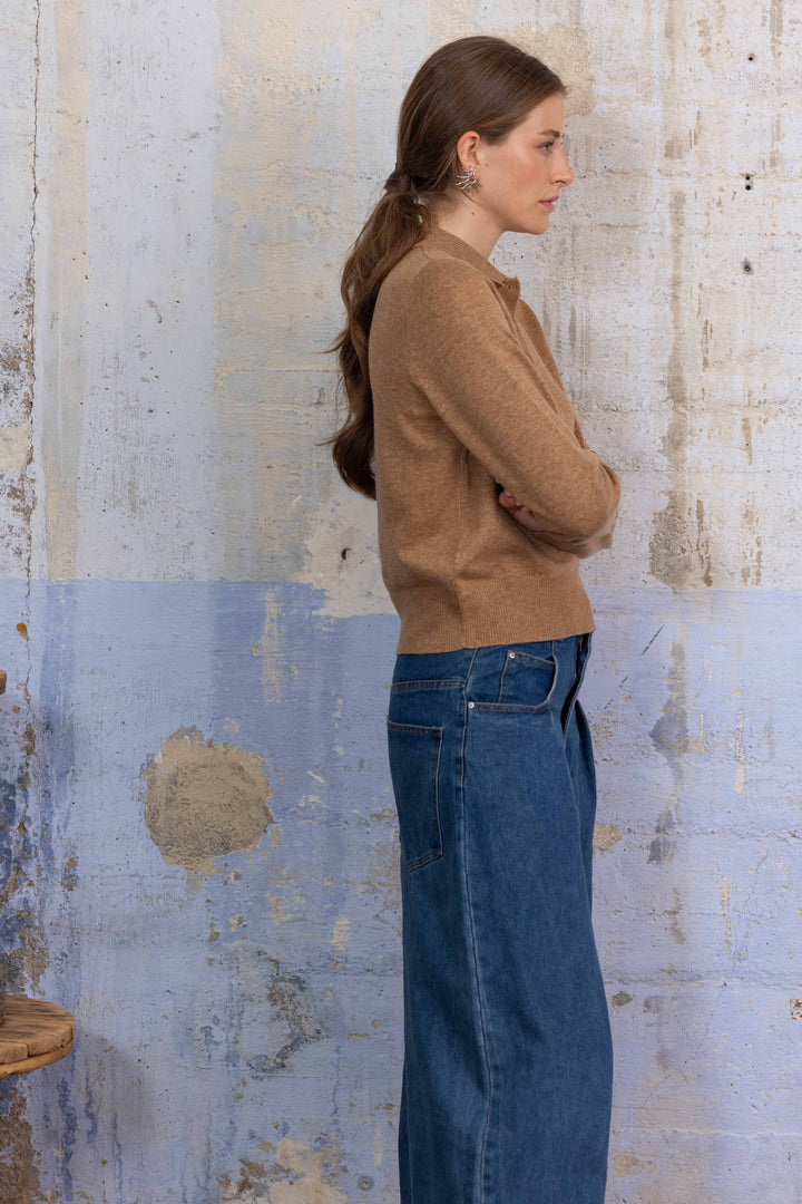 Pull en maille fine à col polo Cleo 26003 - Taille unique: