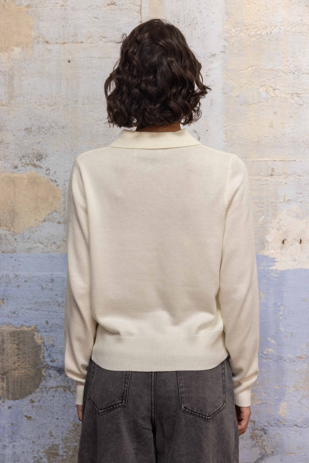Pull en maille fine à col polo Cleo 26003 - Taille unique: