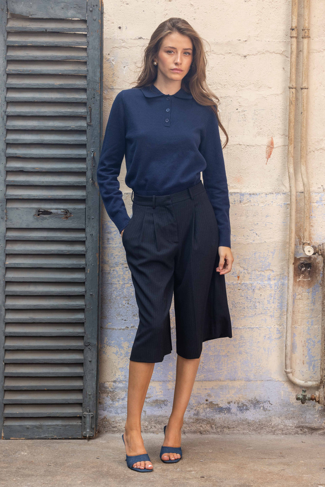 Pull en maille fine à col polo Cleo 26003 - Taille unique: