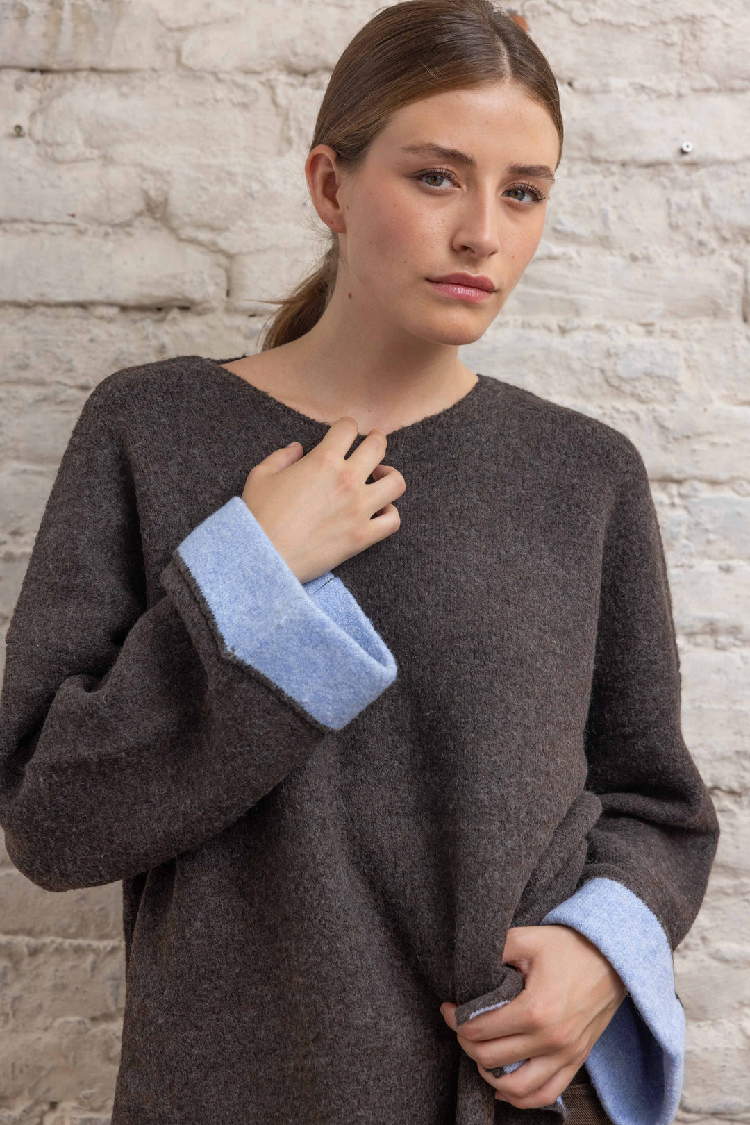 Pull en maille Ginny 2692 - Taille unique: 36 au 42 / Choco