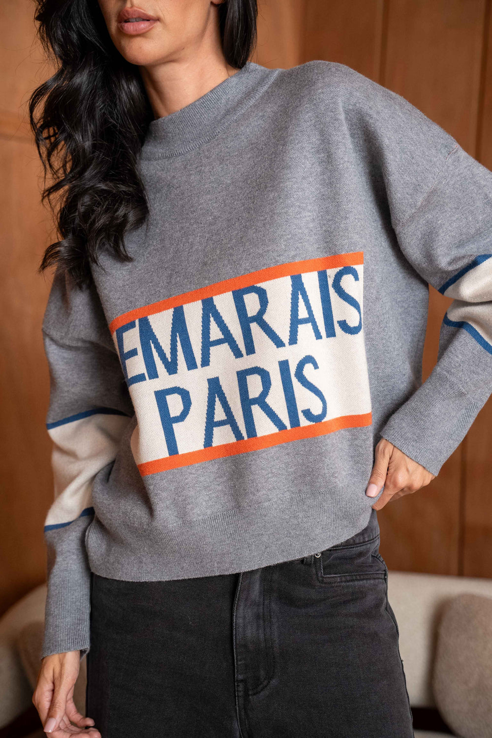Pull en Maille inscrit Paris Jeanne 26022 - Taille unique: