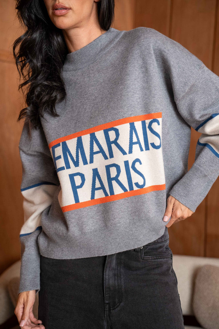Pull en Maille inscrit Paris Jeanne 26022 - Taille unique: