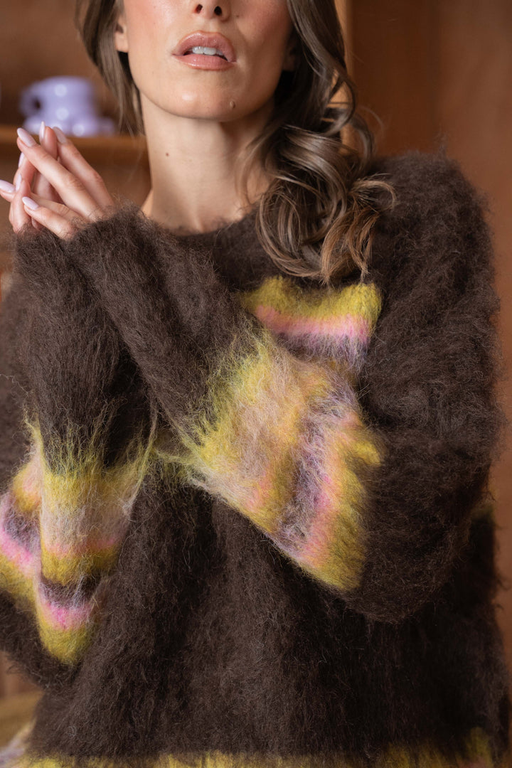 Pull en maille rayé Laura 2649 - Taille Unique: Du 36 au 44