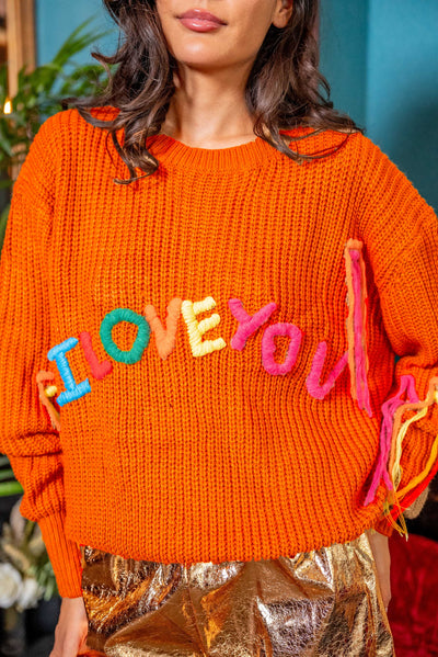 Pull en maille You - Orange / Taille unique - pull