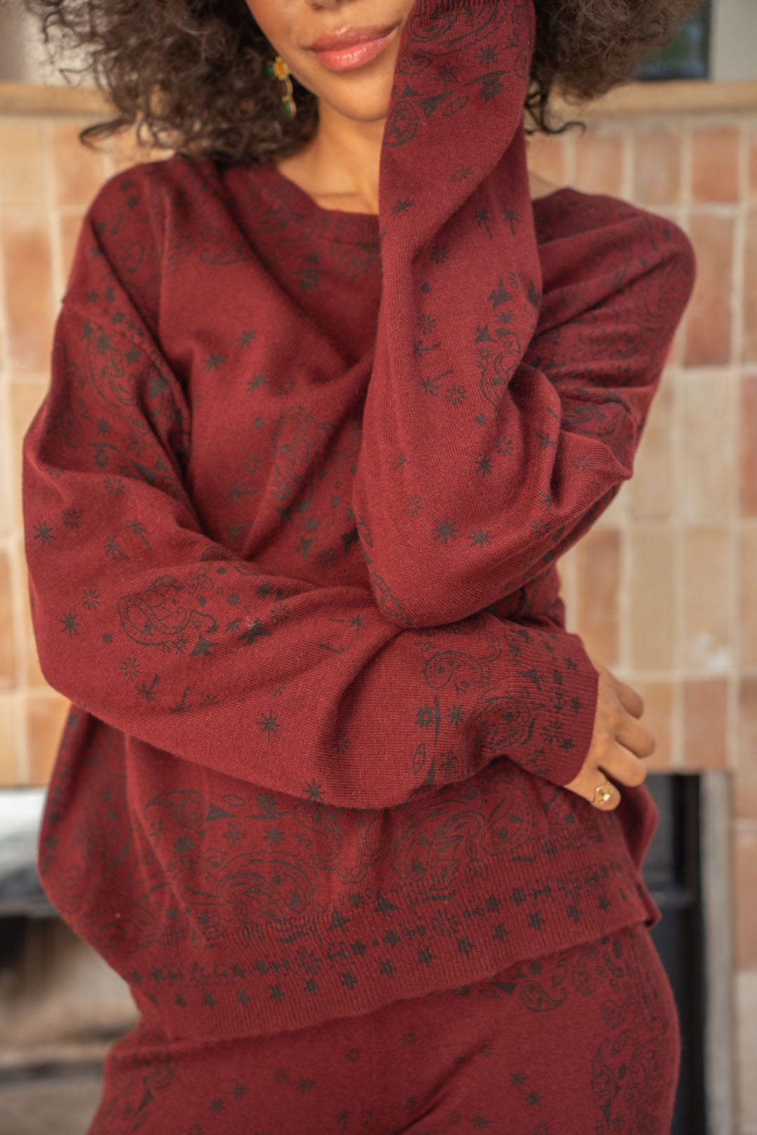 Pull imprimé bandana Kera Taille unique / Bordeaux pulls