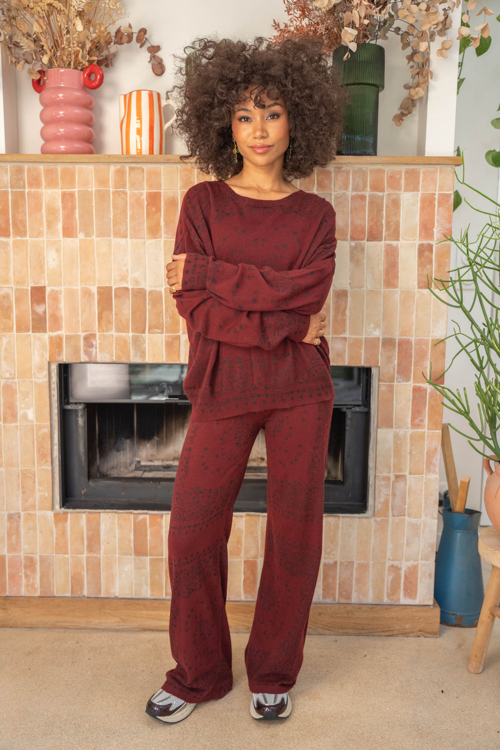 Pull imprimé bandana Kera Taille unique / Bordeaux pulls