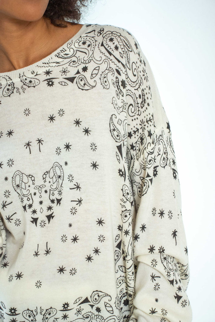 Pull imprimé bandana Kera - Taille unique / Ecru - pulls
