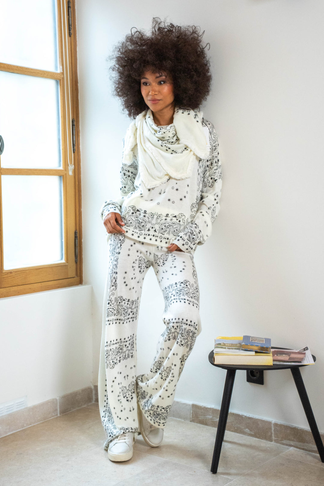 Pull imprimé bandana Kera - Taille unique / Ecru - pulls