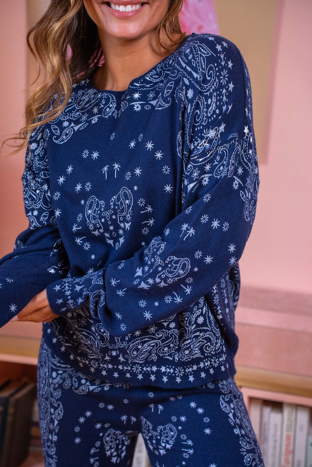 Pull imprimé bandana Kera Taille unique / Marine pulls