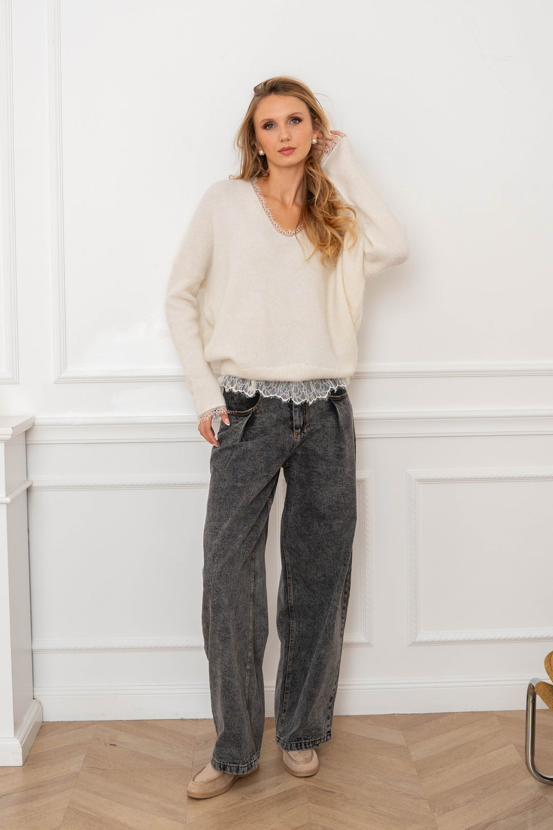 Pull laine cahemire avec dentelle Maya 2636 - GS2636